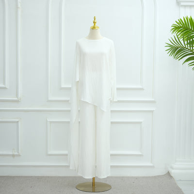 Loriya Solid Color Button-Down Cardigan and Pants Two-Piece Set