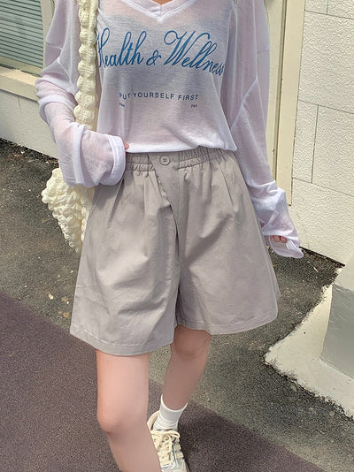 High-Waist Slimming Loose Wide-Leg Elastic Sports Pants Versatile Casual Plus-Size  Shorts Women Trendy