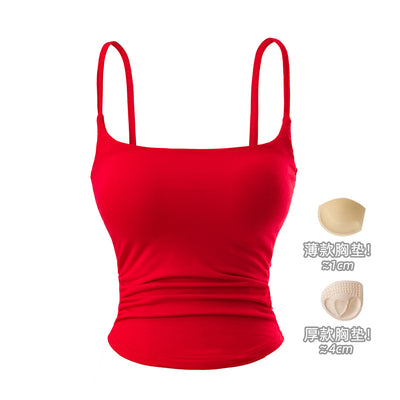 Chest cushion pleated camisole vest